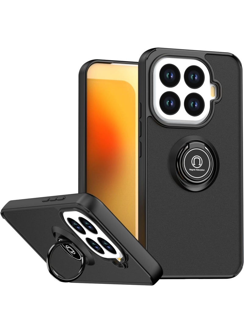 جراب لهاتف Xiaomi 15T Pro، مزود بحلقة معدنية دوارة، وغطاء مسند، وحامل مغناطيسي للسيارة، ومقاوم للصدمات وبصمات الأصابع. - Image 1